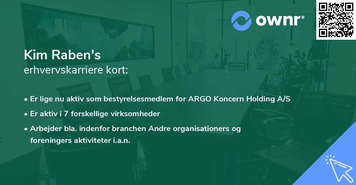 Kim Raben's erhvervskarriere kort