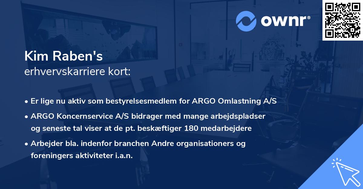 Kim Raben's erhvervskarriere kort