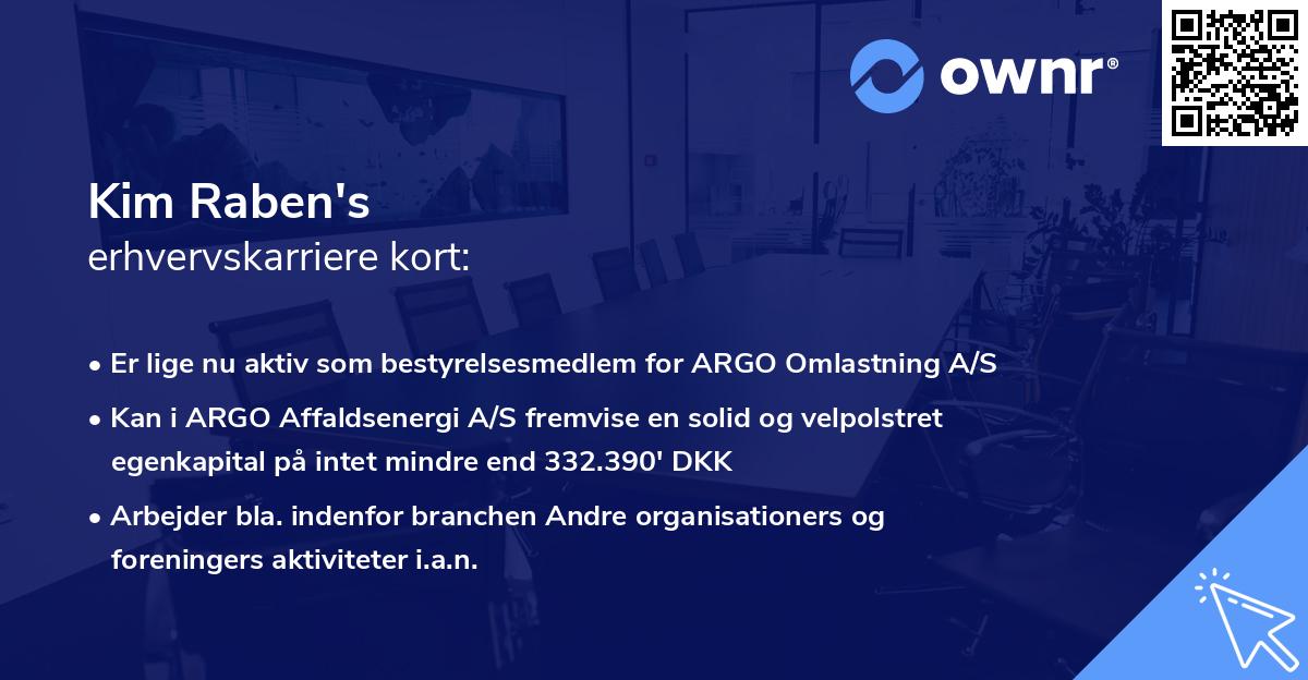 Kim Raben's erhvervskarriere kort