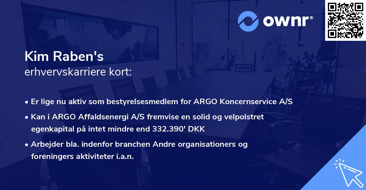 Kim Raben's erhvervskarriere kort