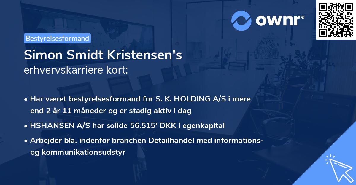 Simon Smidt Kristensen's erhvervskarriere kort