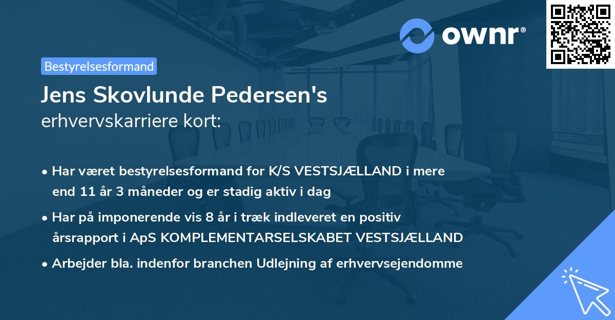 Jens Skovlunde Pedersen's erhvervskarriere kort
