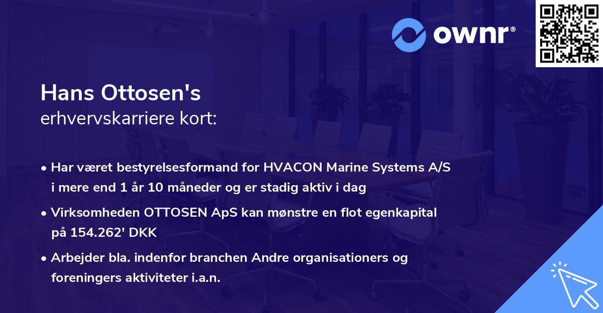 Hans Ottosen's erhvervskarriere kort