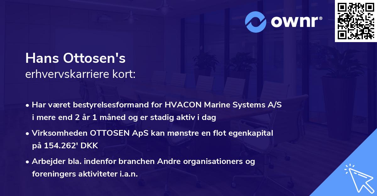 Hans Ottosen's erhvervskarriere kort