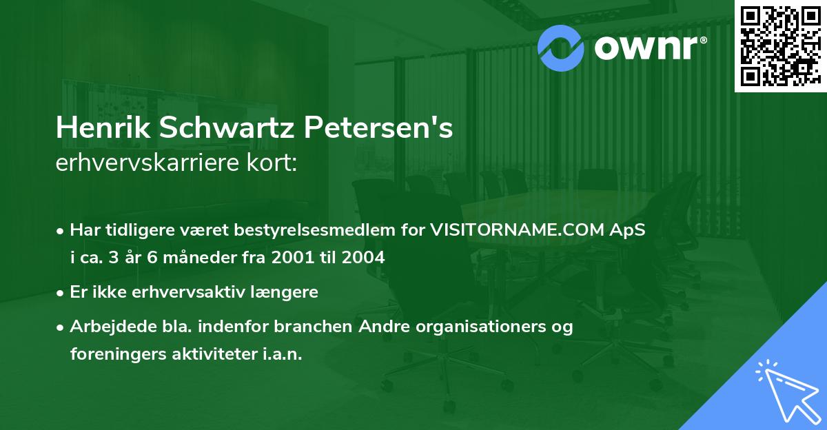 Henrik Schwartz Petersen's erhvervskarriere kort