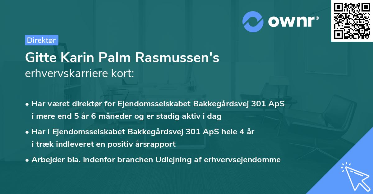 Gitte Karin Palm Rasmussen's erhvervskarriere kort