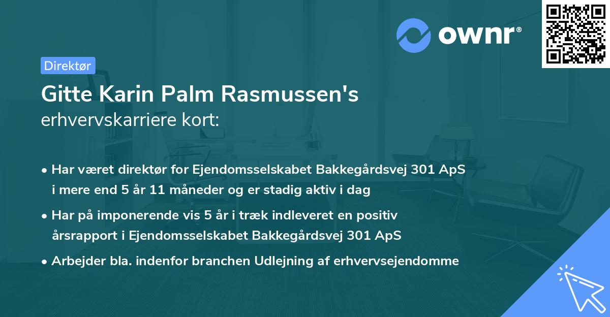 Gitte Karin Palm Rasmussen's erhvervskarriere kort