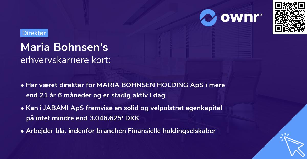 Maria Bohnsen's erhvervskarriere kort