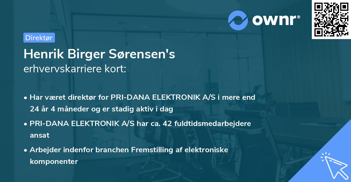 Henrik Birger Sørensen's erhvervskarriere kort