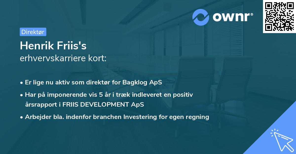 Henrik Friis's erhvervskarriere kort