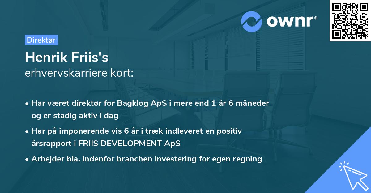 Henrik Friis's erhvervskarriere kort