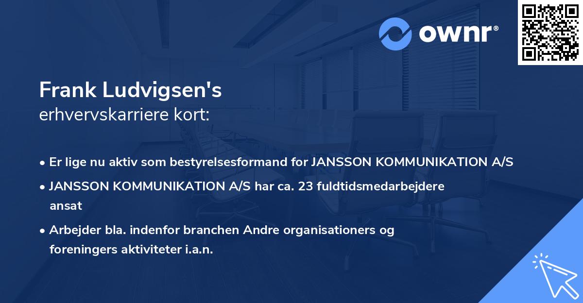 Frank Ludvigsen's erhvervskarriere kort
