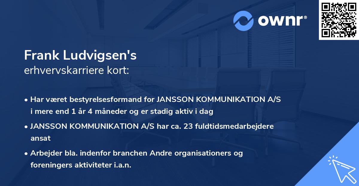 Frank Ludvigsen's erhvervskarriere kort