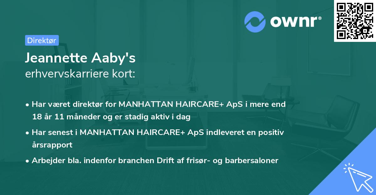 Jeannette Aaby's erhvervskarriere kort