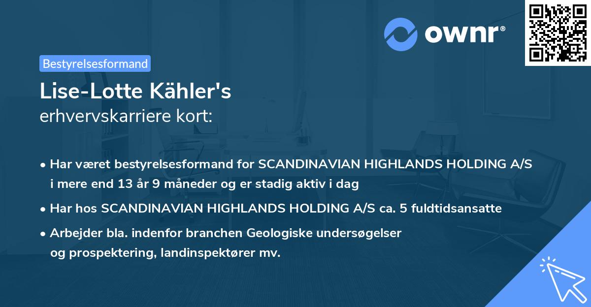 Lise-Lotte Kähler's erhvervskarriere kort