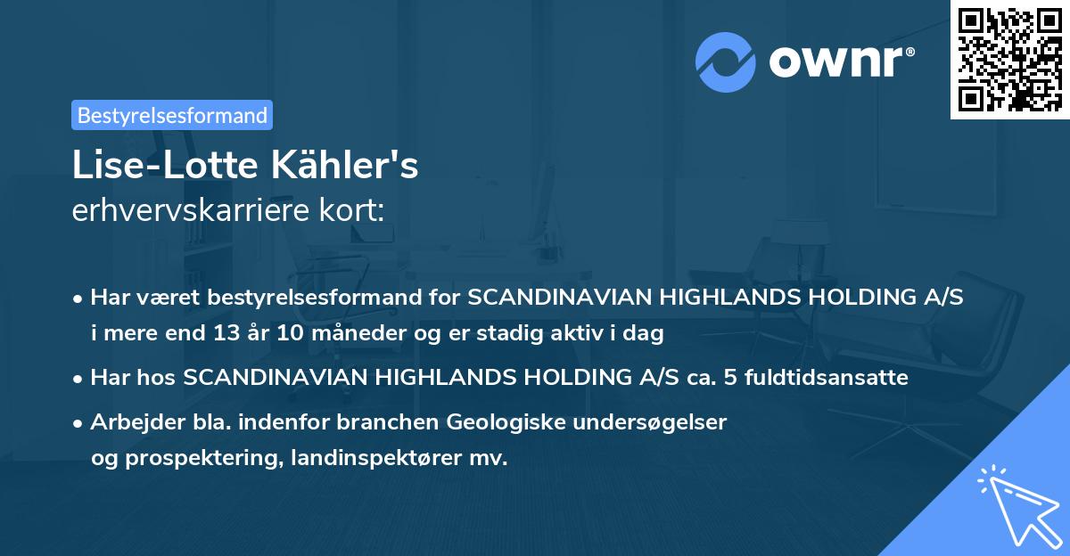 Lise-Lotte Kähler's erhvervskarriere kort