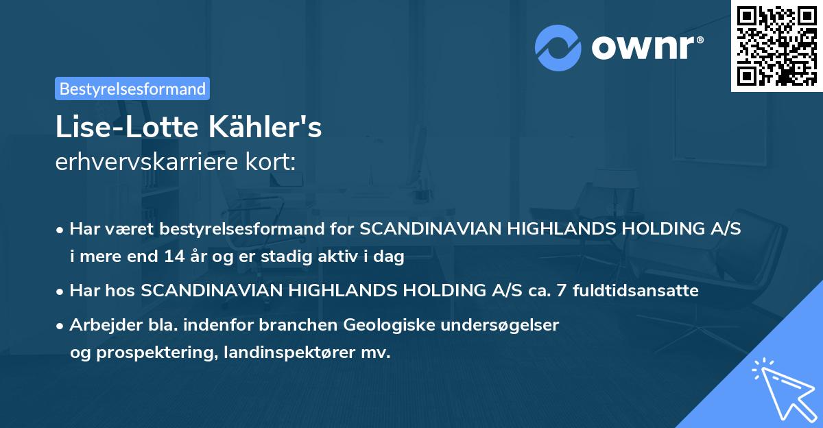 Lise-Lotte Kähler's erhvervskarriere kort