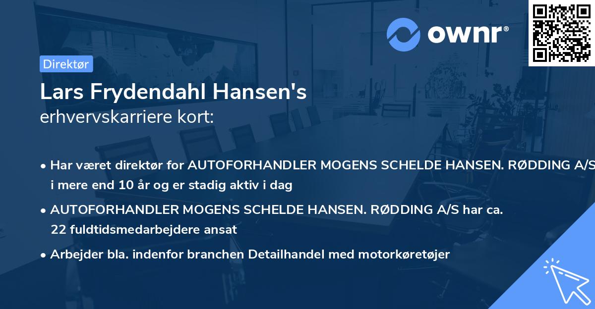 Lars Frydendahl Hansen's erhvervskarriere kort