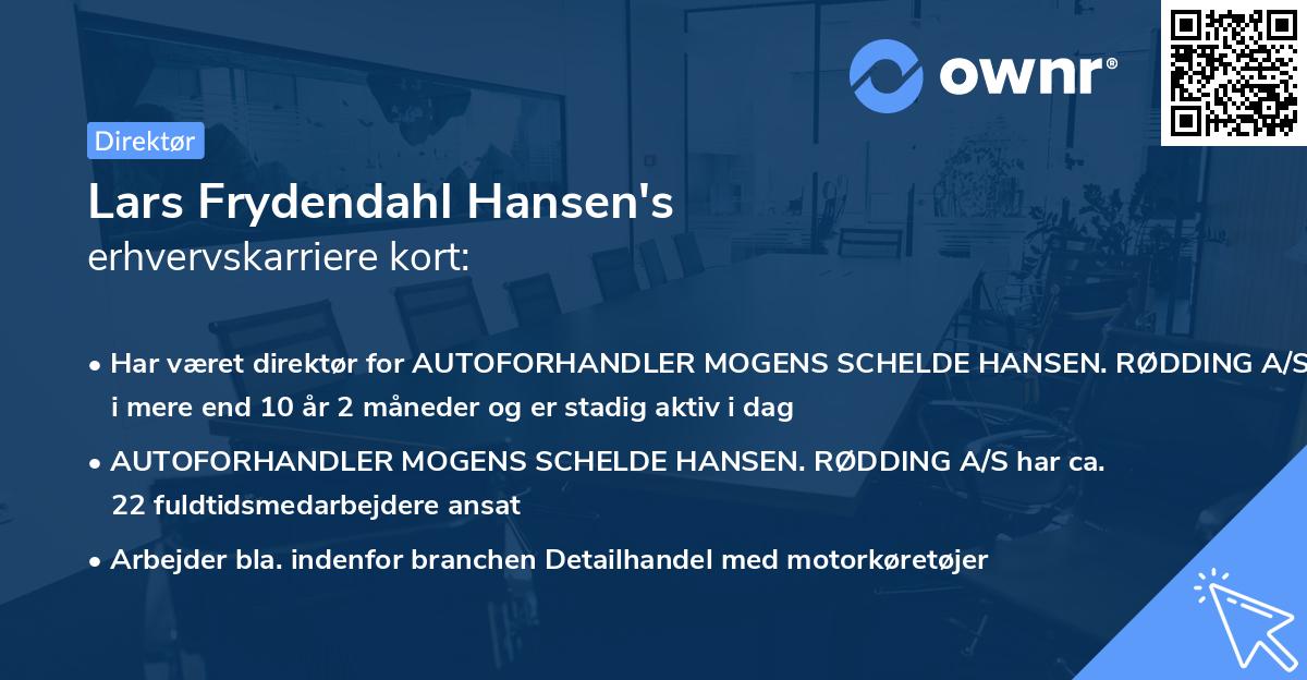 Lars Frydendahl Hansen's erhvervskarriere kort