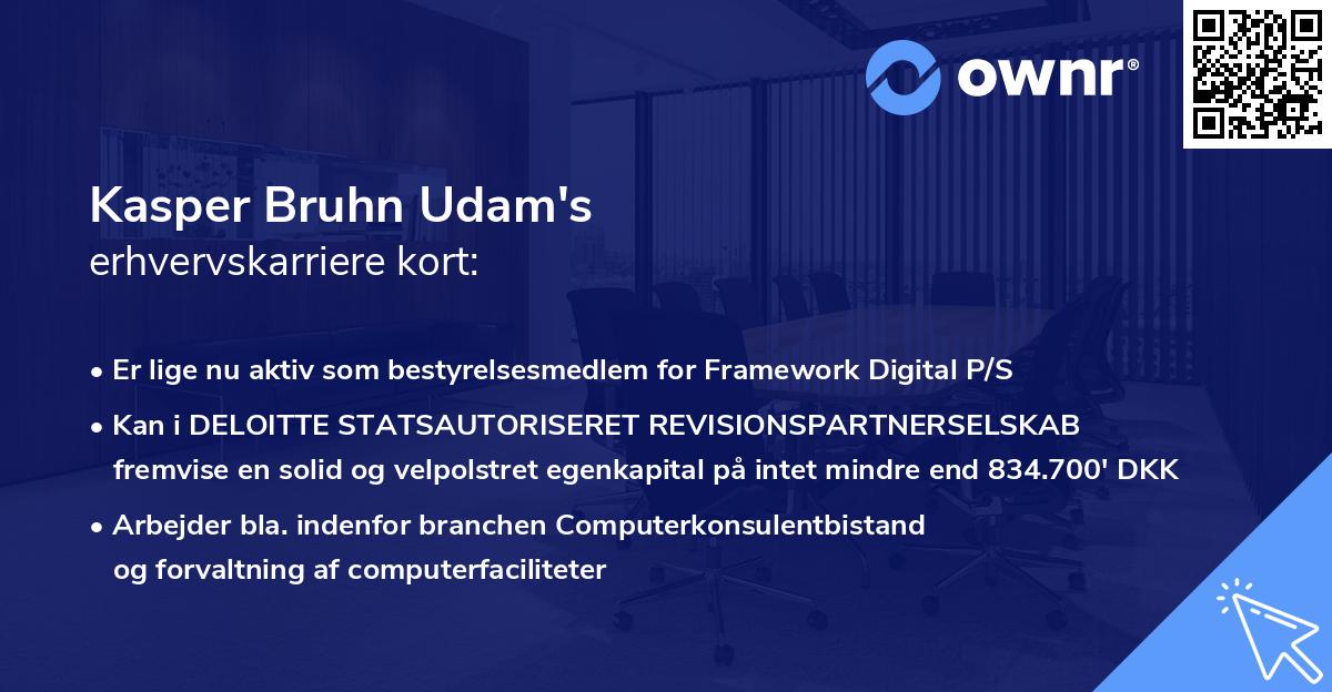 Kasper Bruhn Udam's erhvervskarriere kort