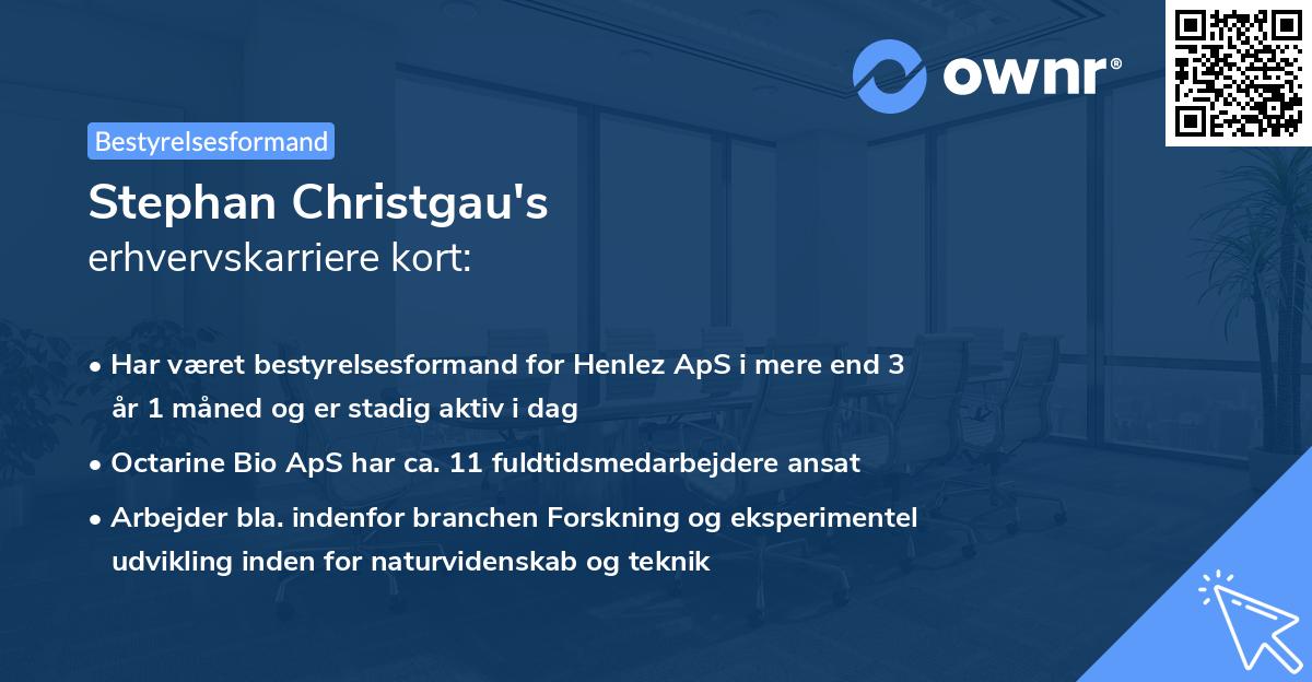 Stephan Christgau's erhvervskarriere kort