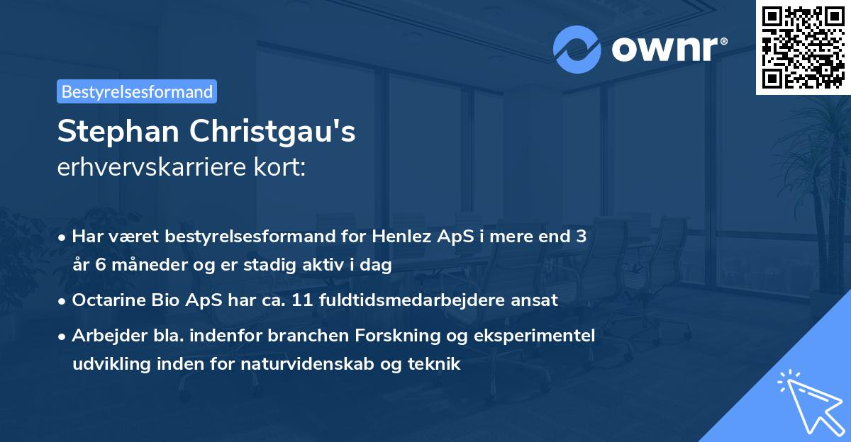 Stephan Christgau's erhvervskarriere kort