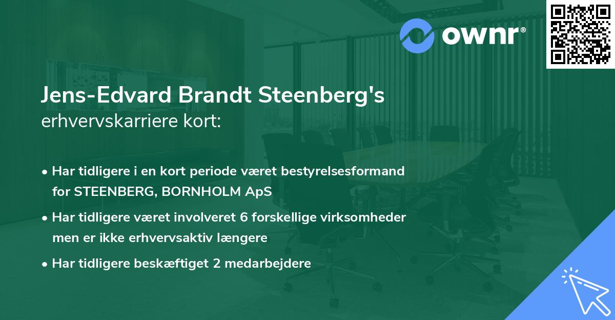 Jens-Edvard Brandt Steenberg's erhvervskarriere kort