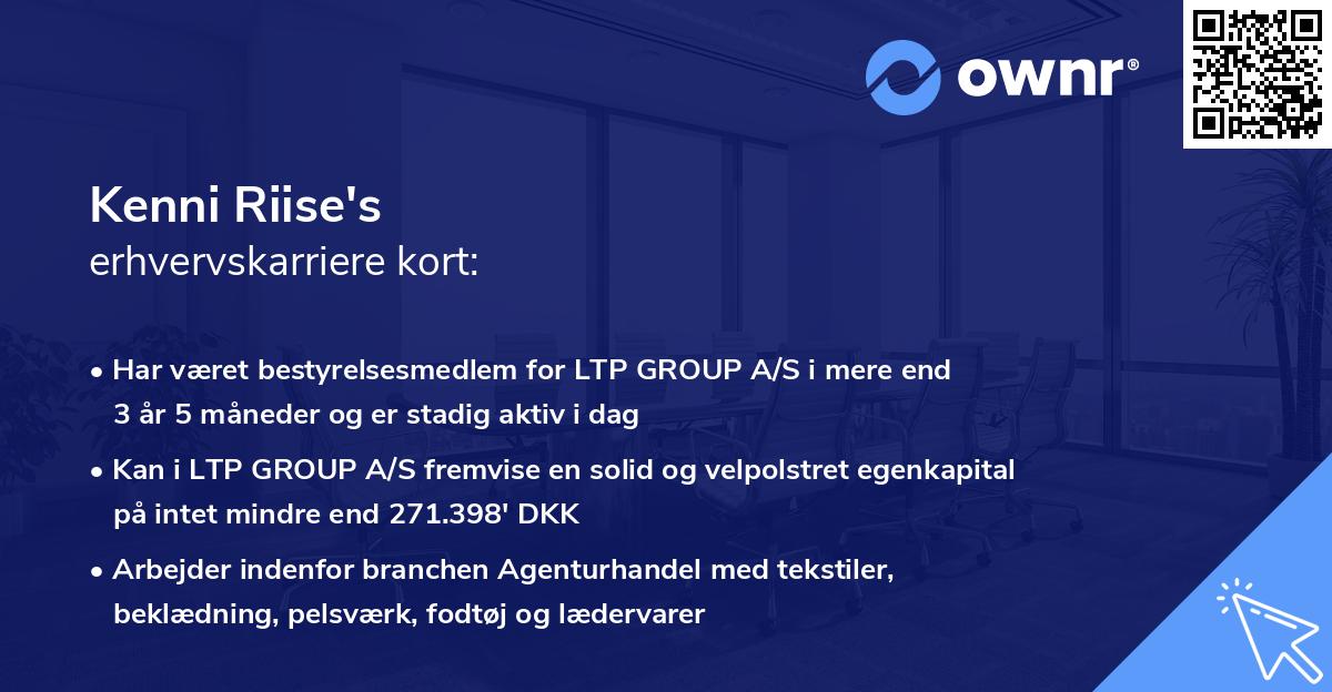 Kenni Riise's erhvervskarriere kort
