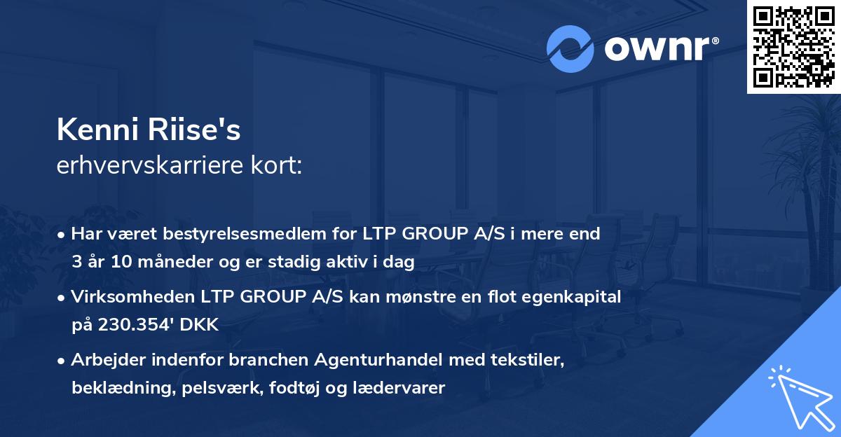 Kenni Riise's erhvervskarriere kort