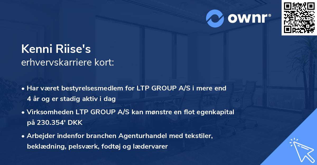 Kenni Riise's erhvervskarriere kort