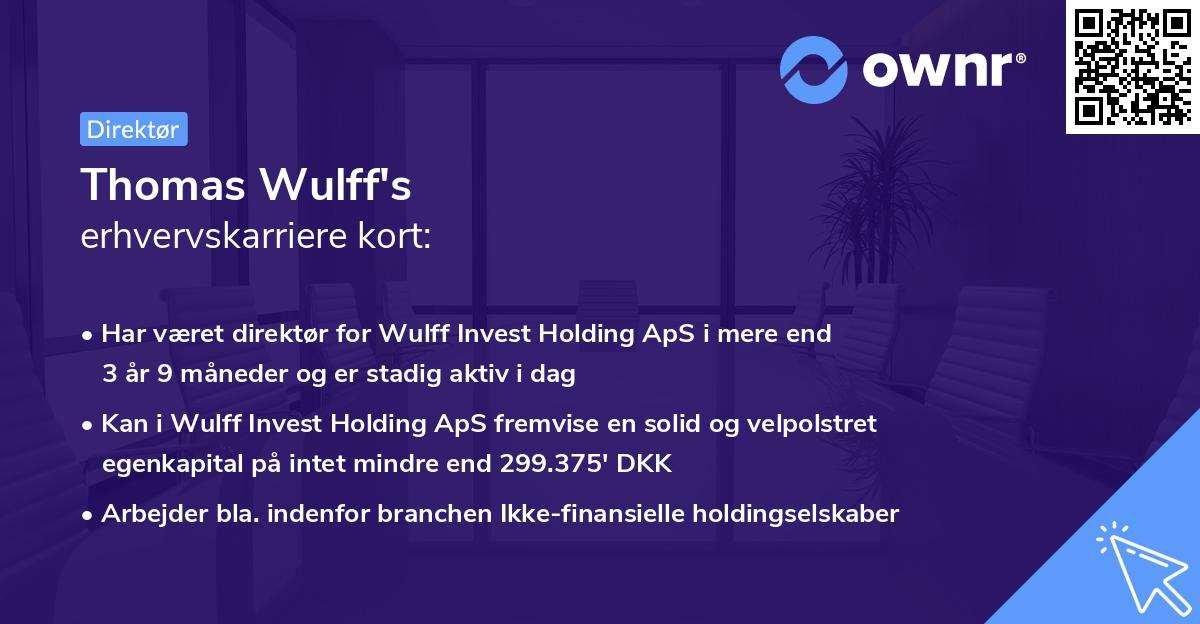 Thomas Wulff's erhvervskarriere kort