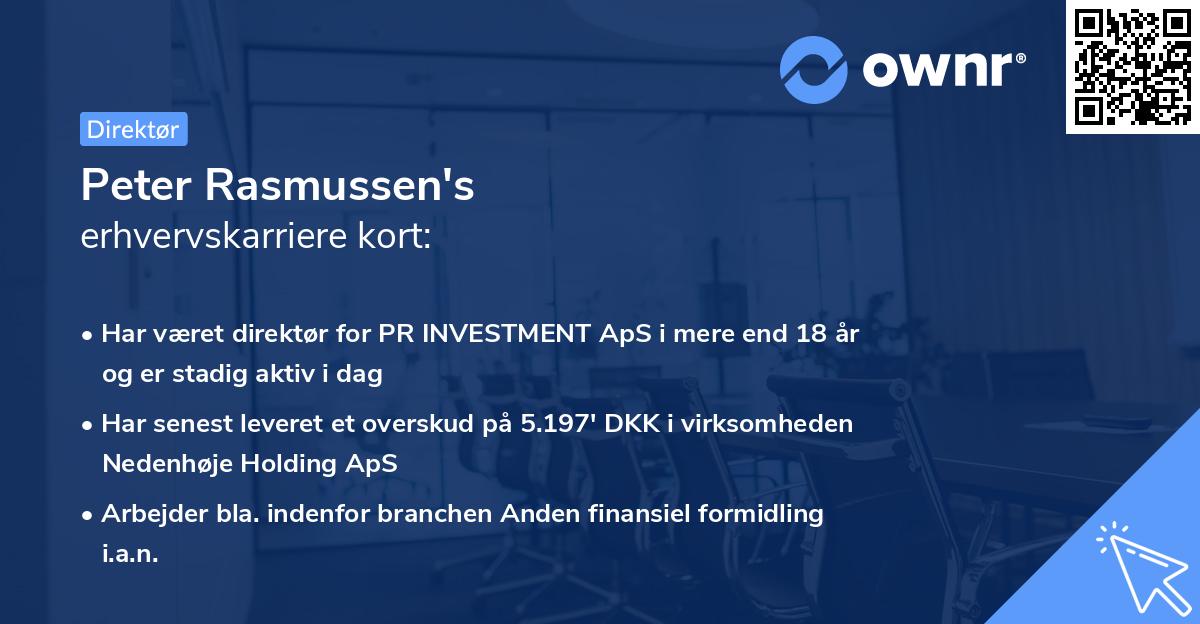 Peter Rasmussen's erhvervskarriere kort