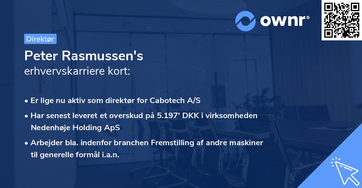 Peter Rasmussen's erhvervskarriere kort
