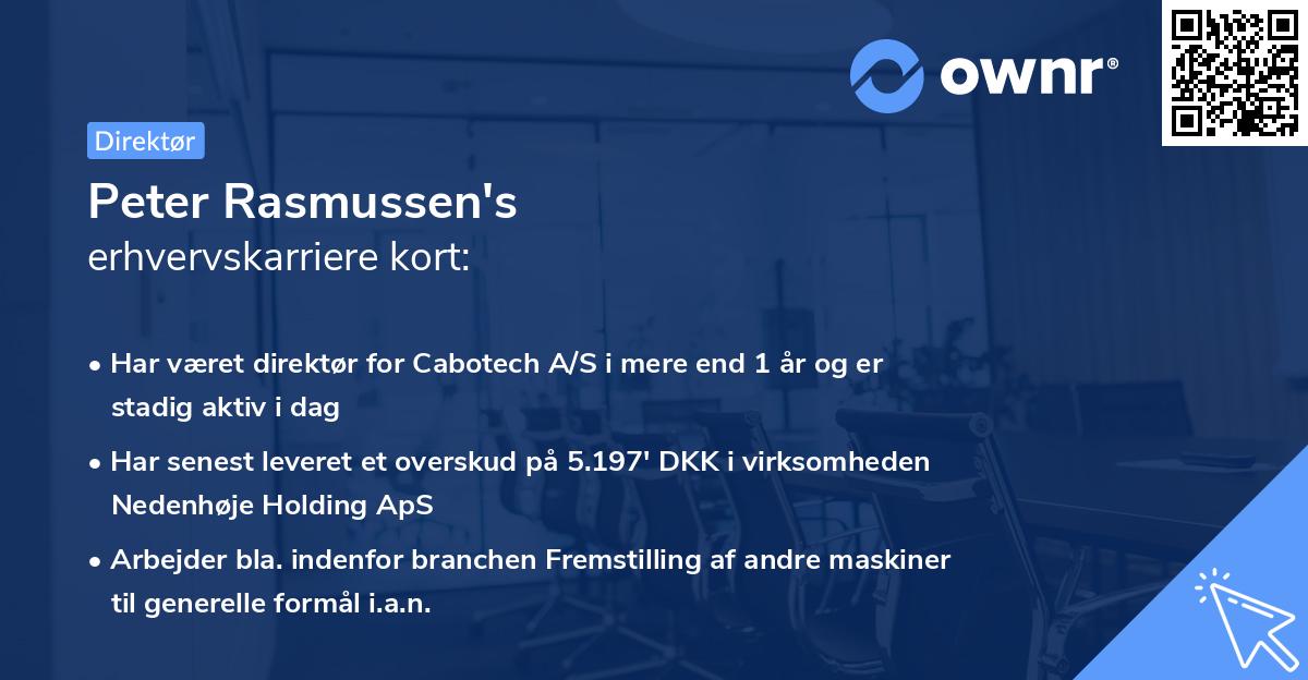 Peter Rasmussen's erhvervskarriere kort