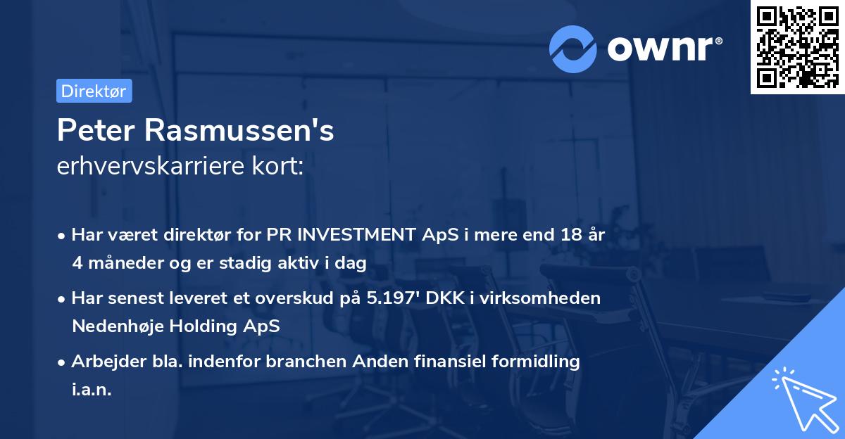 Peter Rasmussen's erhvervskarriere kort