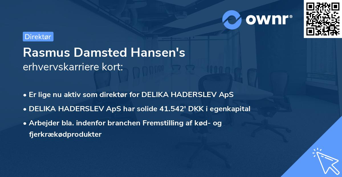 Rasmus Damsted Hansen's erhvervskarriere kort
