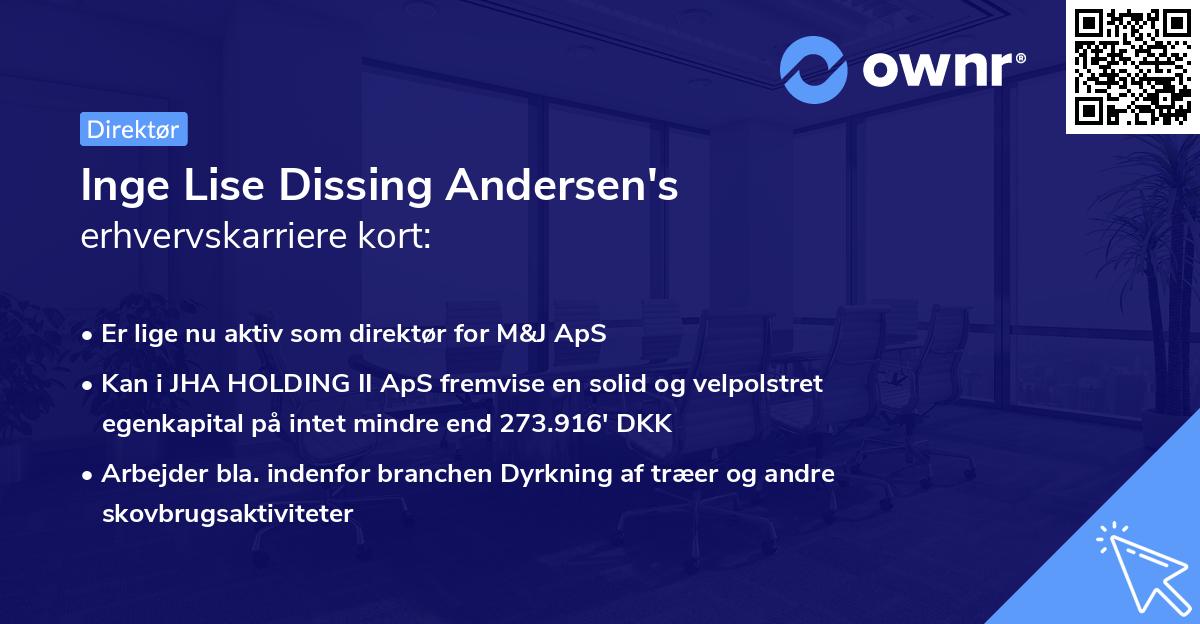 Inge Lise Dissing Andersen's erhvervskarriere kort