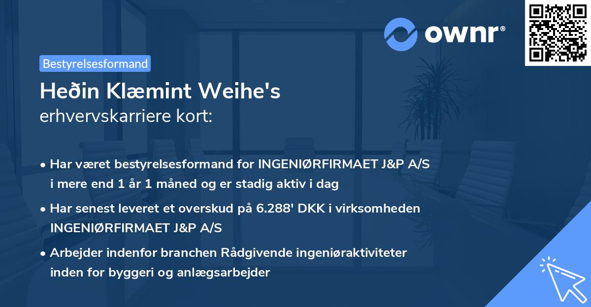 Heðin Klæmint Weihe's erhvervskarriere kort