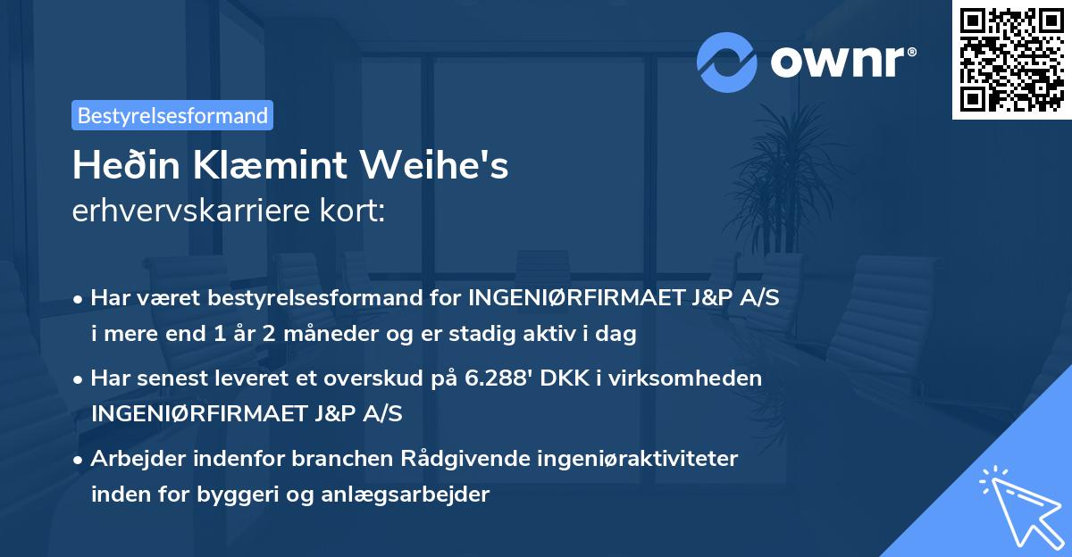 Heðin Klæmint Weihe's erhvervskarriere kort