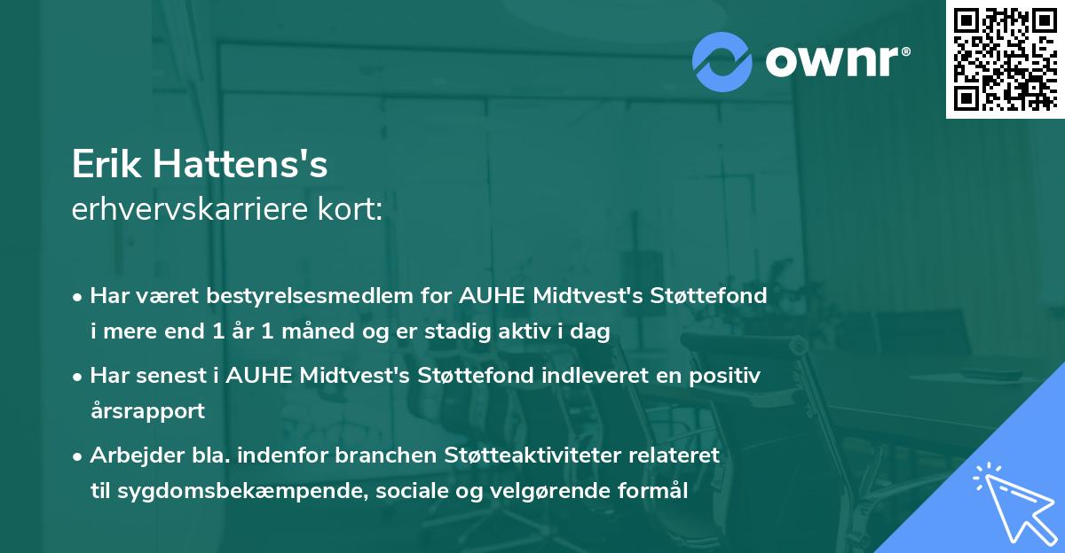 Erik Hattens's erhvervskarriere kort