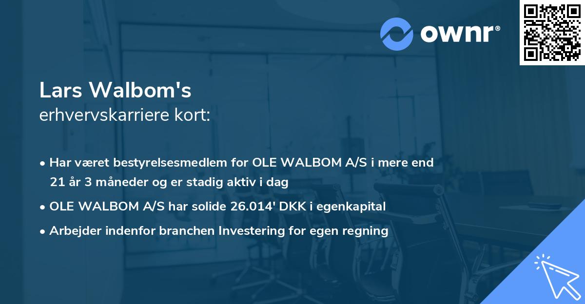 Lars Walbom's erhvervskarriere kort