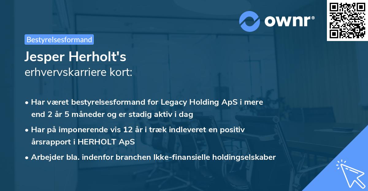 Jesper Herholt's erhvervskarriere kort
