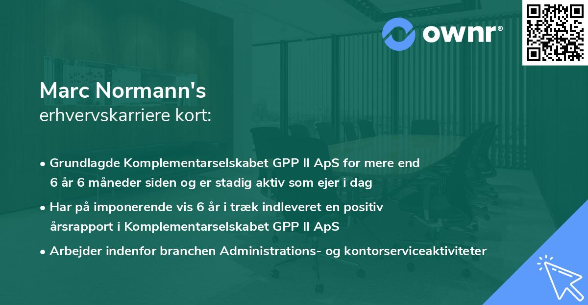 Marc Normann's erhvervskarriere kort