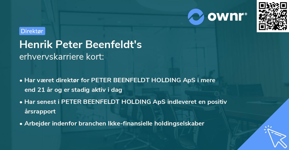 Henrik Peter Beenfeldt's erhvervskarriere kort