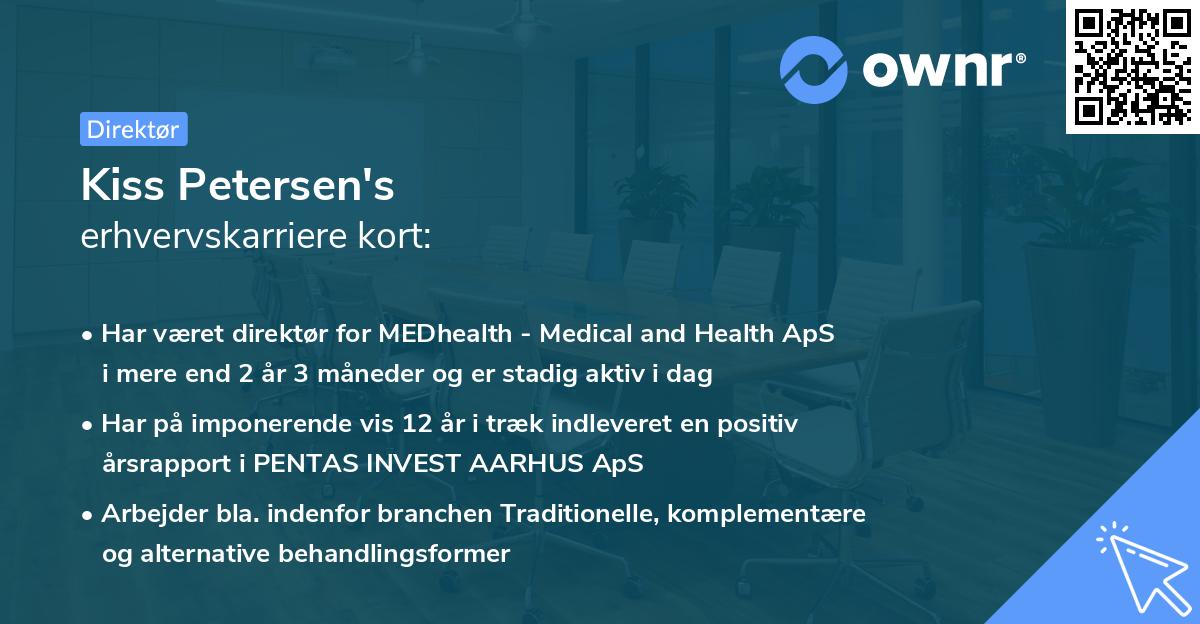 Kiss Petersen's erhvervskarriere kort