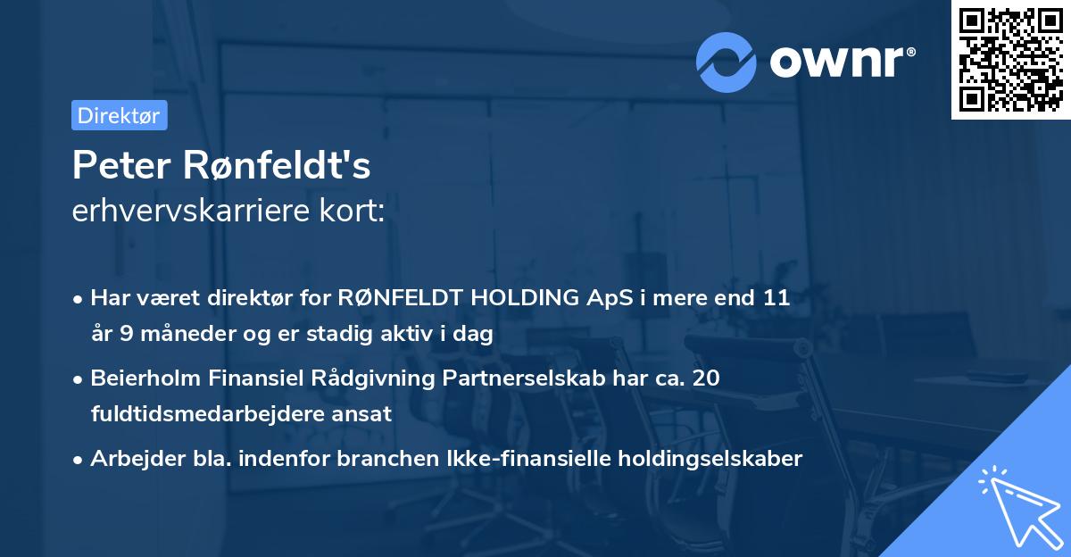 Peter Rønfeldt's erhvervskarriere kort