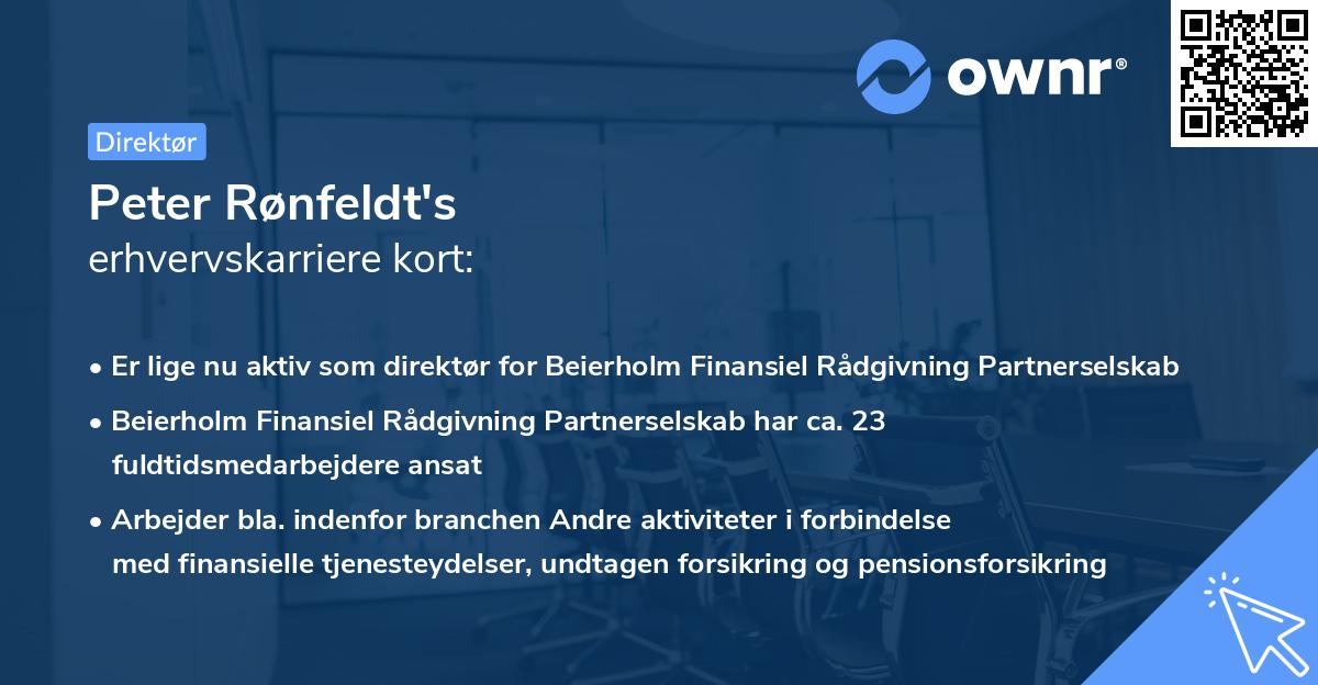 Peter Rønfeldt's erhvervskarriere kort