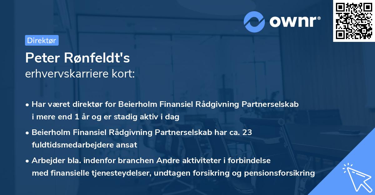 Peter Rønfeldt's erhvervskarriere kort