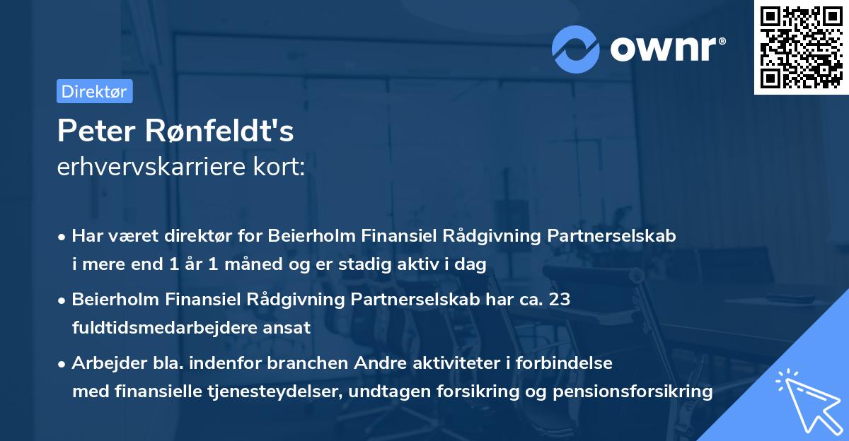 Peter Rønfeldt's erhvervskarriere kort