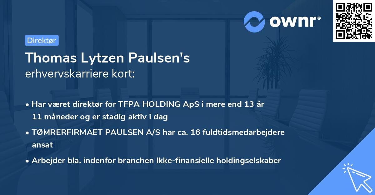Thomas Lytzen Paulsen's erhvervskarriere kort